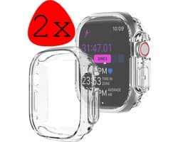 Hoes Geschikt voor Apple Watch Ultra Hoesje Siliconen Case - Hoesje Geschikt voor Apple Watch Ultra (49 mm) Hoes - Transparant - 2 Stuks