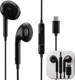Nuvance Oortjes met Draad - Bedrade Oordopjes - USB-C Oortjes - Oordopjes met Draad en Microfoon - In-Ear Oordopjes - Zwart — thumbnail 1