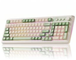 AULA S99 Gaming toetsenbord-draadloos computer toetsenbord- Driemodus Bluetooth/2,4GHz/USB‑C-groen‑crème toetsenbord met nummerblok-99 toetsen-RGB-programmeerbaar-romige siliconen structuur — thumbnail 1
