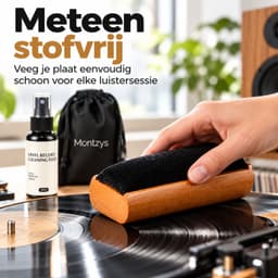 Montzys® Platenborstel Set - Vinyl Borstel met Reinigingsvloeistof & Naaldborstel - LP Platenreiniger voor Platenspeler - Inclusief Opbergzakje — thumbnail 2