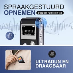 Bailanta® Voice Recorder 8GB - Afluisterapparatuur - Digitale Voicerecorder - Spraakgestuurd Opnemen - HD Microfoon - Nederlandse Handleiding - MP3 Speler - Dictafoon — thumbnail 3