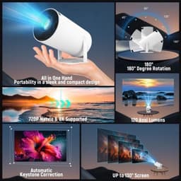 Draagbare Videoprojector 120 ANSI Lumen - 3840 x 2160 Resolutie - Wifi 6 Bluetooth - LCD Beamer - Voor Thuisbioscoop En Mobiel Gebruik — thumbnail 4