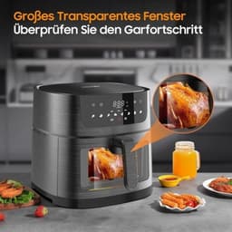 Heteluchtfriteuse - Airfryer XXL - Gezond koken - Groot kijkvenster - 9 Liter - Zwart — thumbnail 3