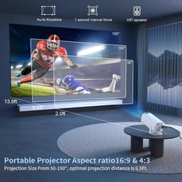 Mini-beamer - Wit - Compact - Met Geïntegreerde Apps en 4K Ondersteuning - Voor Thuisbioscoop en Outdoor — thumbnail 5