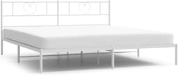 Bedframe met hoofdeinde metaal wit 183 x 213 cm Telaio per camera da letto Cornice da letto per soggiorno Struttura del letto dell'hotel Adatto per camera da letto — thumbnail 4