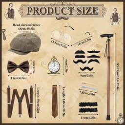 Beamely Retro jaren 20 gentleman kostuumset met vest, hoed en accessoires voor carnaval, carnaval en themafeesten — thumbnail 4