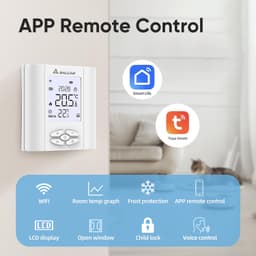 Wifi-thermostaat voor gasboiler/vloerverwarming, water, programmeerbaar met vochtigheid, compatibel met en, thermostaatkop — thumbnail 2