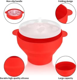 Grote Opvouwbare Siliconen Popcorncontainer - BPA-vrij, Voor Magnetron — thumbnail 3