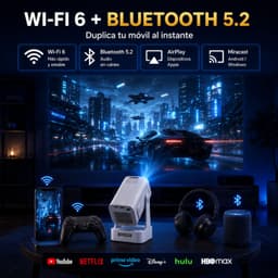 Draagbare mini-projector, 1080p, met 4K-ondersteuning, verbeterde versie 2026, tv-projector, draagbare projector, Android 11, autofocus, tot 130 inch projectie, 180 graden rotatie voor plafond — thumbnail 5