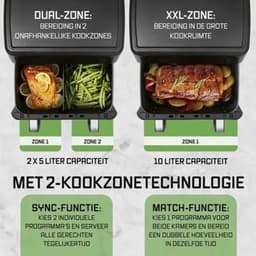 Heteluchtfriteuse AirGenius Vario - 10 Liter 2 Kamers - 2800 Watt Vermogen - Zwart - Voor Bakken En Frituren — thumbnail 5
