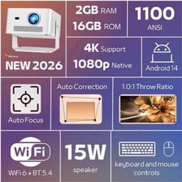 Beamer Full HD 1100 ANSI Lumen - 1080p 4K Upscaling - LED - Draagbaar - Thuisbioscoop Projector — thumbnail 4