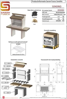 Sarom Fuoco - Betonnen barbecue - Sondrio - Houtskool en hout - 140 x 59 x 148 cm — thumbnail 2