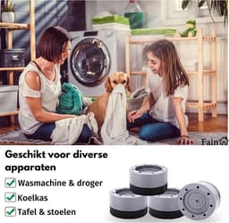 Luxe Trillingsdempers wasmachine – Set van 4 stuks – Grijs - Extra dik - Voetjes wasmachine & droger - Wasmachine demper – Anti trillings / vibratie dempers pads – Antislip rubber – Trillingsmat – Antislipmat - Schokdempers wasmachine — thumbnail 4