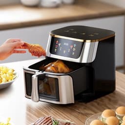 Heteluchtfriteuse – Airfryer - Airfryer Oven - 8L - 1400W - Airfryer Zonder Olie - LED Touchscreen - Kijkvenster - RVS - Hoge Temperatuur - Zwart — thumbnail 4