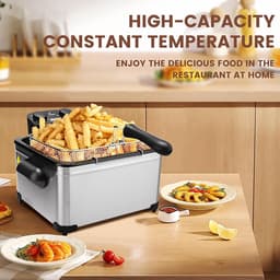 Elektrische Friteuse - Olie Friteuse - Thuis Frituren - Instelbare Thermostaat - 5 Liter - Zilver — thumbnail 4