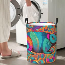 Wasmand - Opbergmand Vuile Kleding - Ruimte Besparen - Waterdicht Oxford Doek - 38L of 62.8L - Zwart — thumbnail 3