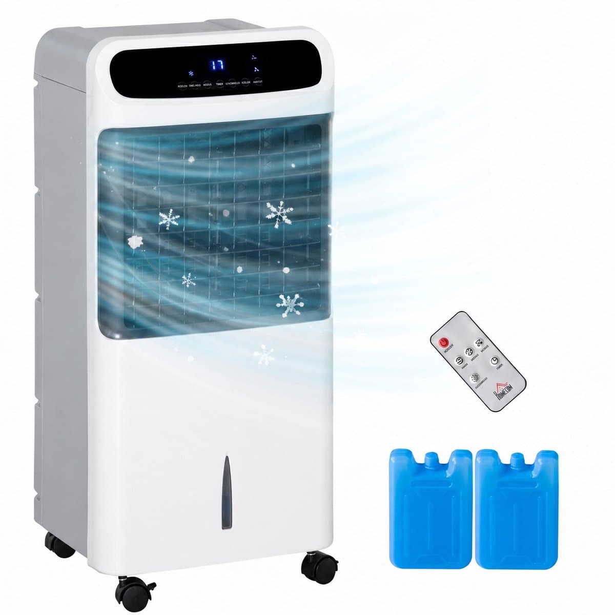 TEKROA® Mobiele Airco - 4-in-1 verdampingTEKROA® sluchtkoeler - Draagbare Airconditioner - 12L Watertank - voor 25-35 m² - met Afstandsbediening & 12-uurs Timer - Inclusief Wieltjes - Wit — afbeelding 1