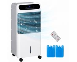 Sogiol® Mobiele Airco - 4-in-1 verdamping sluchtkoeler - Draagbare Airconditioner - 12L Watertank - voor 25-35 m² - met Afstandsbediening & 12-uurs Timer - Inclusief Wieltjes - Wit
