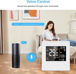 Slimme WiFi Thermostaat - Programmeerbare Regelaar - Energie Besparen - App & Spraak Bediening - 86x86mm - Wit — thumbnail 3