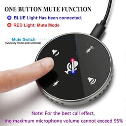 Conferentiemicrofoon - USB speakerphone - Online vergaderingen - 360 graden opname - 17x12x3 cm - Zwart — thumbnail 2