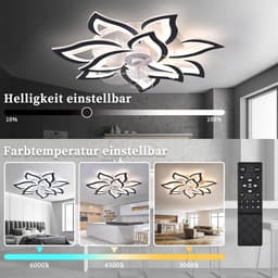 Plafondventilator met verlichting – Dimbare LED – Stil – 6 snelheden – Afstandsbediening – 58 cm zwart — thumbnail 3