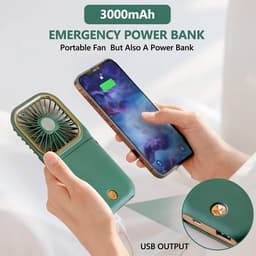 180° Opvouwbare Ventilator - 1 stuk - 167×80×19mm - Drie windsnelheden - 3000mAh batterij - Kan als powerbank gebruikt worden - Mini elektrische handventilator - Geschikt voor op reis, op kantoor en op vakantie -Milieuvriendelijk — thumbnail 4