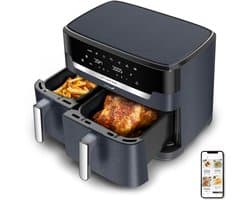 Airfryer Dubbele Mand - Heteluchtfriteuse XXL - Gezinsmaaltijden Bereiden - Synchroon Koken - 11 Liter Capaciteit - Zwart