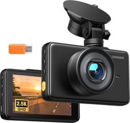 Dashcam voor auto - Zwart - 3 inch IPS-display - 2,5K QHD-camera met Nachtzicht en 170° Groothoeklens — thumbnail 1