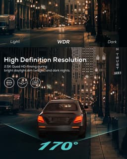 Dashcam voor auto - Zwart - 3 inch IPS-display - 2,5K QHD-camera met Nachtzicht en 170° Groothoeklens — thumbnail 5
