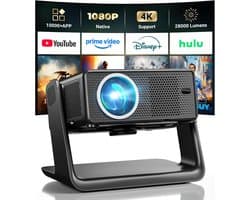 Beamer, compatibel met Netflix 1080P, WiFi6 en Bluetooth | Retroprojector Focus elektrisch / trapeziumcorrectie, compatibel met 100.000 apps, thuisbioscoop/outdoor