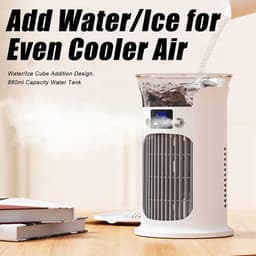 Luchtkoeler Ventilator - Draagbare Airco - Verkoeling Binnen - Met Sfeerlicht - 16x16x16 cm - Wit — thumbnail 5