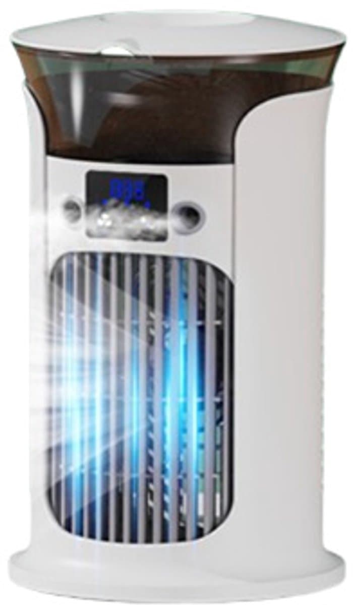 Mobiele airco Luchtkoeler - Luchtkoelerventilator - Verdampingskoeler-aircooler-luchtkoeler- Stille werking oscillatie - 3 snelheidsstanden - Watertank van 880 ml - Koelventilator voor slaapkamers, kantoren en woningen - 15,3 x 20,5 cm - Wit — afbeelding 1