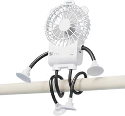 Tafelfan Robot - Persoonlijke ventilator - Verkoeling Bureaublad - Zuignap Bevestiging - 16.7W x 5H cm - Wit — thumbnail 1