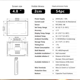 Slimme Thermostaat - Warmtepomp Regelaar - Energie Besparen - LCD Touchscreen - 5-35°C - Wit — thumbnail 5