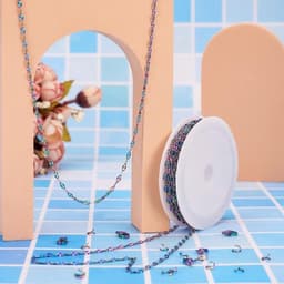 5 meter roestvrijstalen gevlochten ketting in regenboogkleur, ideaal voor het maken van armbanden en kettingen met duurzame en stijlvolle uitstraling — thumbnail 5