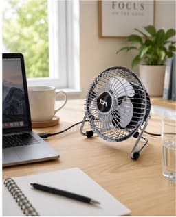 EDM Product Mini bureau ventilator - 2x - compact design - 10 x 15 cm - chroom - draagbaar — thumbnail 2