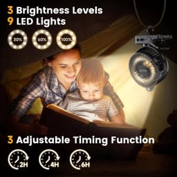 Klemventilator 15000mAh – Stille Tafelventilator 35 dB – 3 Snelheden – LED-Licht – Afstandsbediening — thumbnail 3
