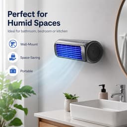 VHV Premium Aircooler Muurmontage - Zonder Boren Ventilator - Energiezuinige Koeler met Drie Snelheden - Draagbare Mobiele Airco Cooler voor Slaapkamer, Keuken en Badkamer - Compacte Wandventilator met Geavanceerde Waterkoeling - grijs — thumbnail 5