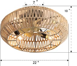 STILVORA Ventilator – Plafondventilator Met Verlichting 56 Cm – ABS Met Metaal En Rotanlook – Rattan – 6 Snelheden Met Afstandsbediening — thumbnail 5