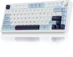 AULA F75 75% Draadloos Mechanisch Gaming Toetsenbord - Hot-swapbaar met Boterzacht Gevoel - Vooraf Gesmeerde Reaper Switches - 2.4GHz/Type-C/BT5.0 - RGB Achterverlichting - Wit & Blauw — thumbnail 1