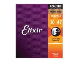 Elixir Strings NANOWEB - Akoestische Gitaarsnaren - Phosphor Bronze - Extra Light Gauge - 10-14-23-30-39-47