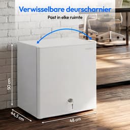 MEDION Mini koelkast met slot en vriesvak 42 L, stille kleine koelkast voor kantoor hotel minibar camping gaming, drank voedsel ijs, deur omkeerbaar, MD 370001 wit — thumbnail 5