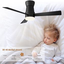 Plafondventilator met Licht Zwart 106 cm, Stil DC Motor, LED, Afstandsbediening & Laag Plafond — thumbnail 3