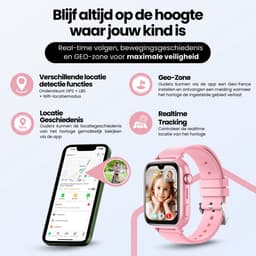 Protectly® GPS Horloge Kind Met Simkaart - 4G - SOS Alarm - Smartwatch Kinderen - GPS Tracker Kind - (Video)bellen - HD Camera - Whatsapp en SMS - Elke polsmaat - Bekijk Locatie Kind - Android en iOS - Incl. Simkaart & Screenprotector — thumbnail 5