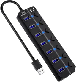USB Hub - Verlenger Poorten - Apparaten Verbinden - 7 Poorten - 5 Gbps - Zwart — thumbnail 1