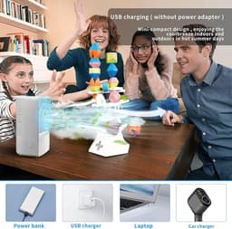 Draagbare airconditioner met ventilator, airconditioners met batterij voor thuis, kantoor en buiten, 4-in-1 ventilator, luchtkoeler, luchtbevochtiger, airconditioning, LED-nachtlampje — thumbnail 5
