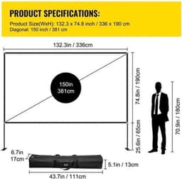 Beamer Scherm - Projector Screen - Projector Scherm - Projector Doek - Projector Scherm voor Beamer - Home Cinema Thuisbioscoop - Draagbare Beamer - Tripods — thumbnail 4