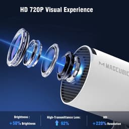 LabelOne Beamer - Projector - Mini Beamer - 8000 lumen - 8K - draagbaar - 180° rotatie - speaker - afstandsbediening - wit — thumbnail 4