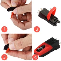 3 Stuks Platenspeler reservenaald - platenspeler accessoires - Naald - Platenspeler reservenaald - universele draaitafelpinnen - Geschikt voor vinylplatenspelers, fonografen – Rood - LOUZIR — thumbnail 4