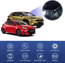 SnelShoppen - Dashcam 4K voor Yaris & Yaris Cross 2020-2023, OEM Auto Camera, 2160P UHD Video, WiFi, Nachtzicht, G-Sensor, Loopopname, Plug & Play, 64 — thumbnail 2